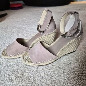 Vince Camuto Dusty Pink Suede Espadrille Wedge Sandals